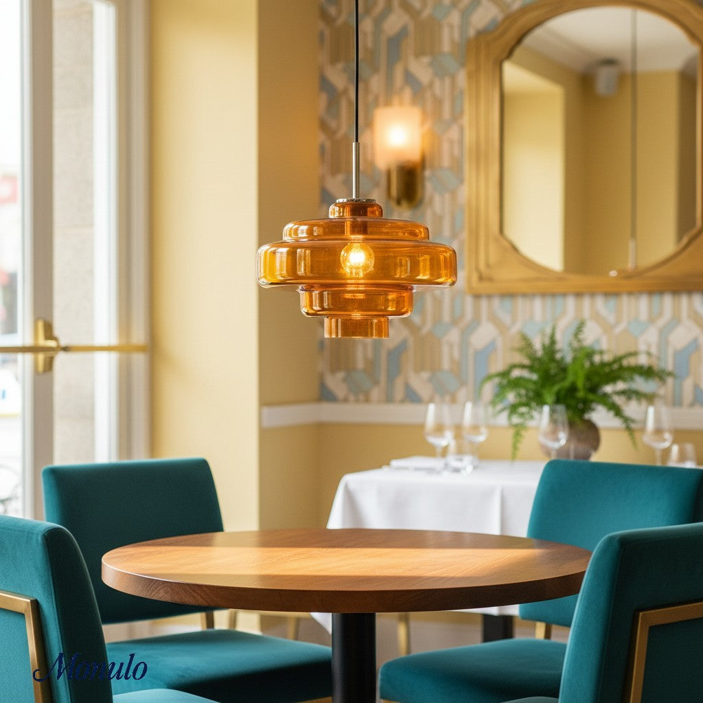 Gekleurde Glazen Hanglamp met Verstelbare Ophanging – Moderne Lichtpunt voor Eetkamer Keuken Woonkamer | Sansoti