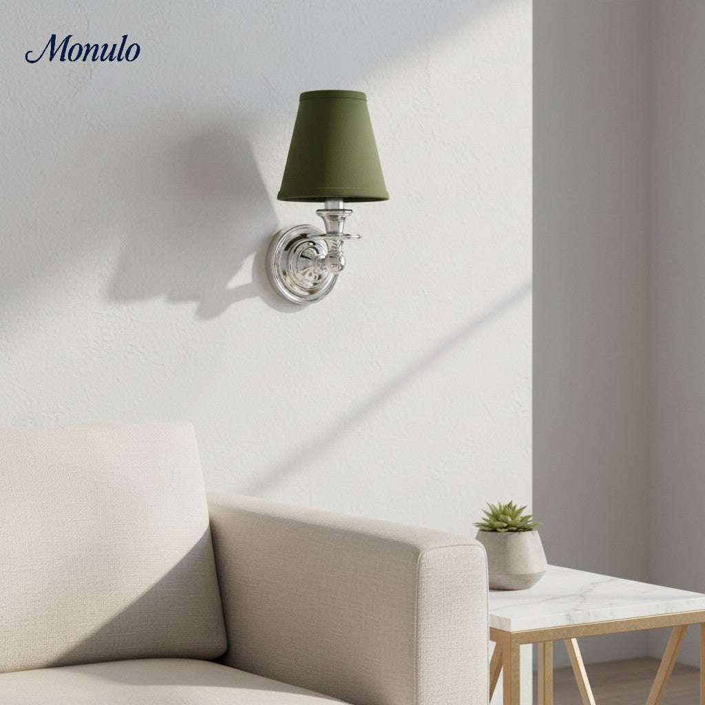 Wandlamp met stoffen kap en zwanenhalsarm – smeedijzeren armatuur met verstelbare leeslamp | Sansoti