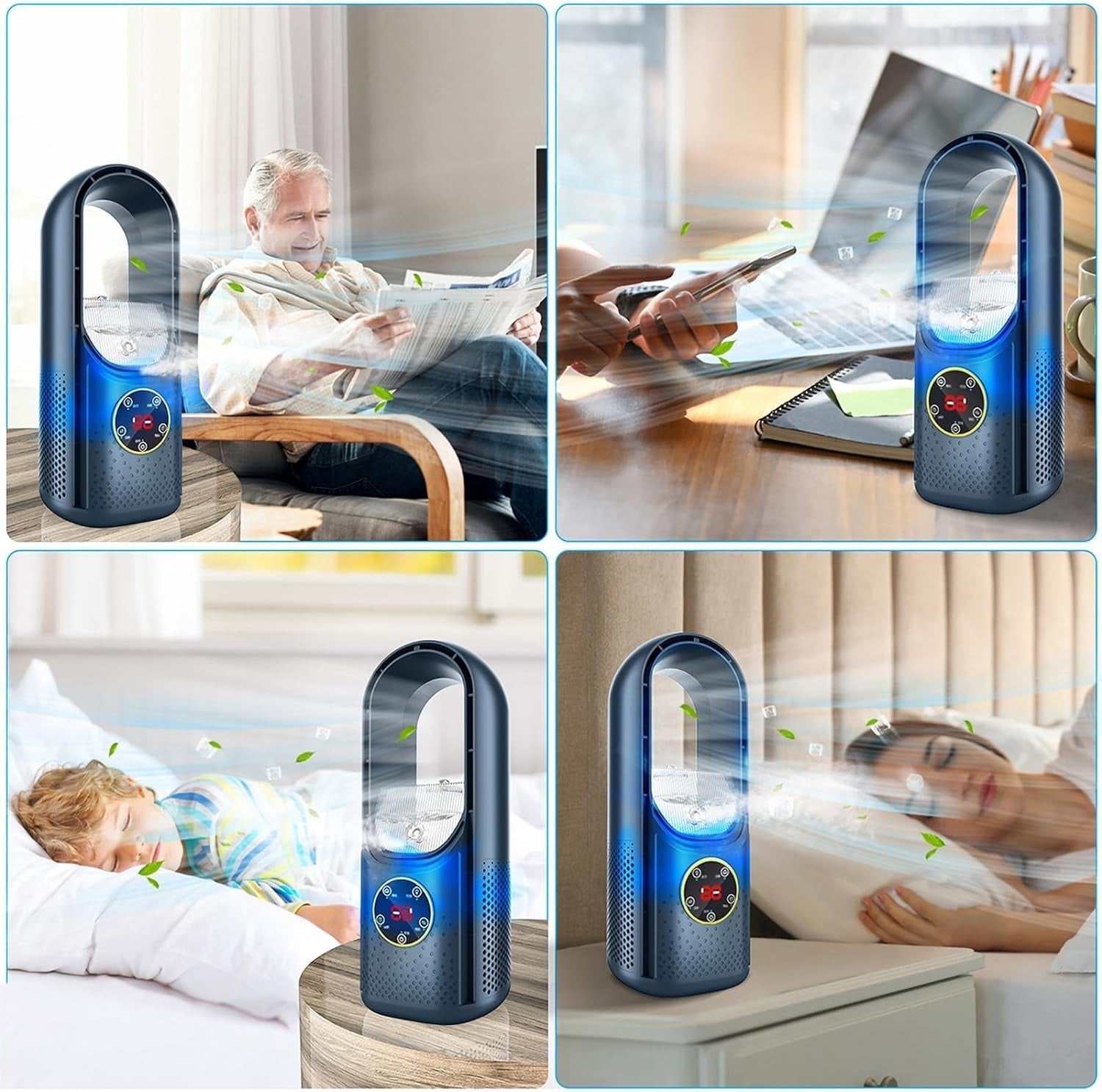 Stille Draagbare Aircooler met Klingenloze Ventilator voor Thuis en Kantoor | Sansoti
