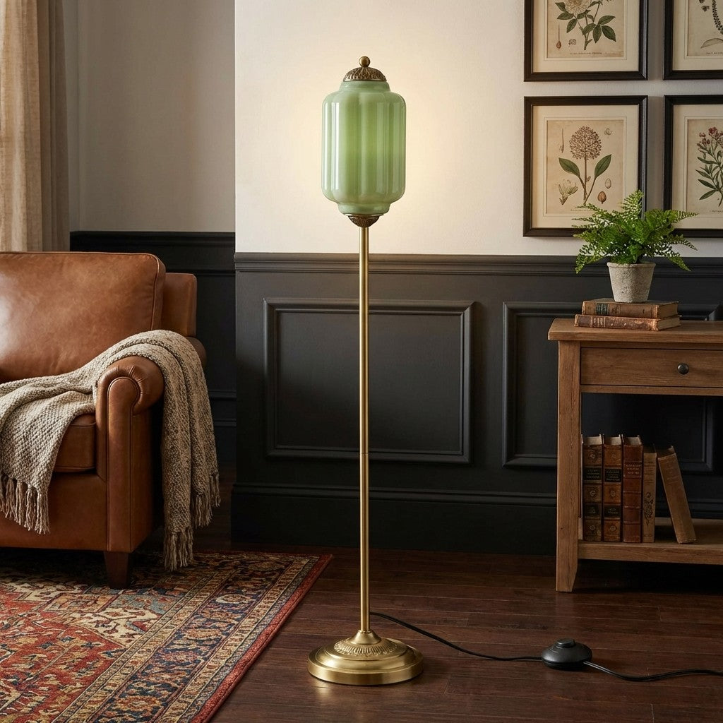 Decoratieve Glazen Pompoen Vloerlamp Retro Organische Stijl Woonkamer Staande Lamp | Sansoti