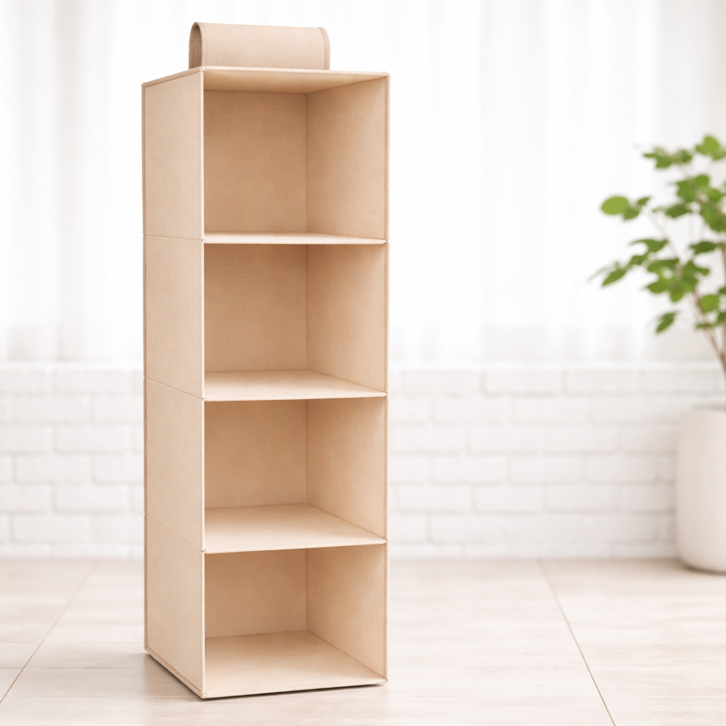 Hangend Kast Organizer Systeem – Opvouwbare Stof Opberg Vakken voor Kledingkast – 3, 4 of 5 Niveau Opberg Plank voor Kleding Schoenen Accessoires | Sansoti