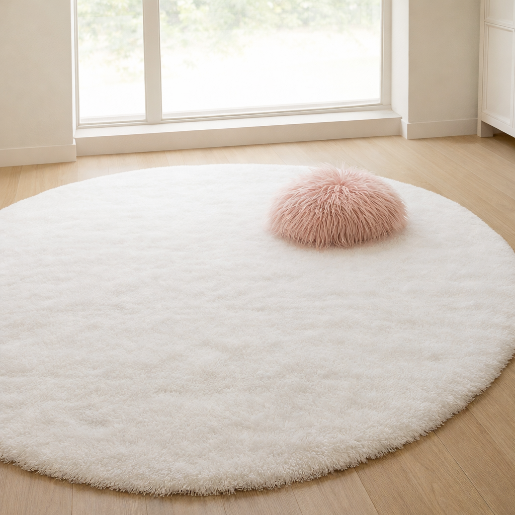 Rond Vloerkleed Velvet Neutrale Tinten Meerdere Maten Woonkamer Slaapkamer | Sansoti