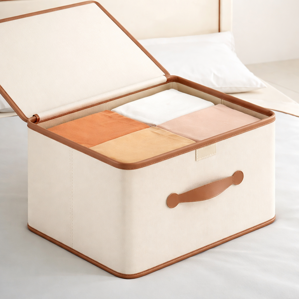 Opbergdoos Opvouwbaar Oxford Stof Met Deksel Kast Slaapkamer Kleding Accessoires Speelgoed Linnengoed Organizer Handvatten | Sansoti