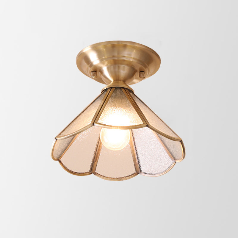 Plafondlamp Messing Geschulpt Metaal Semi-Flush - Elegant Koloniale Stijl Verlichting voor Hal en Woonkamer | Sansoti