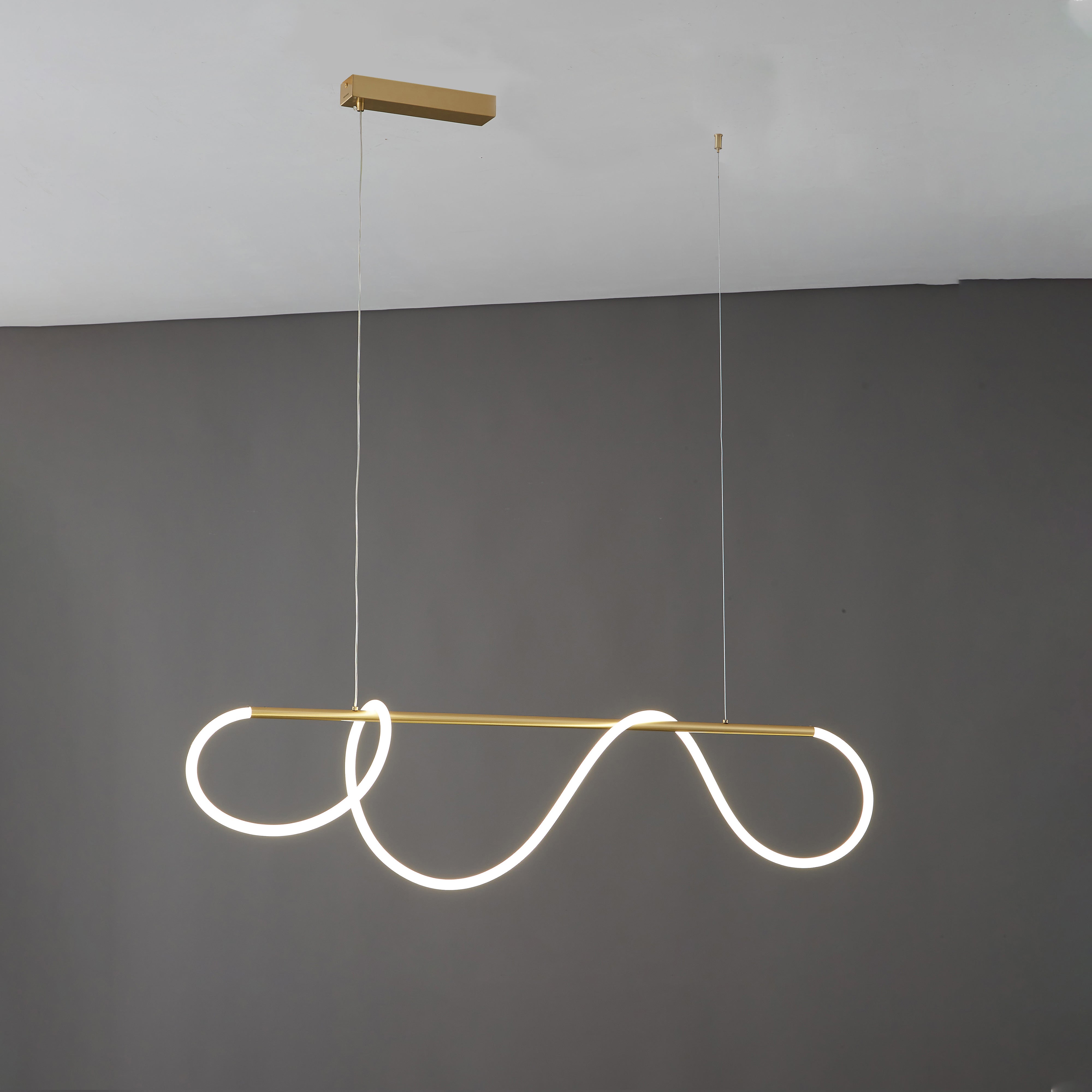 Hanglamp Touw Led Cirkel Messing Dimbaar 3 Maten Eetkamer Woonkamer Minimalistisch | Sansoti
