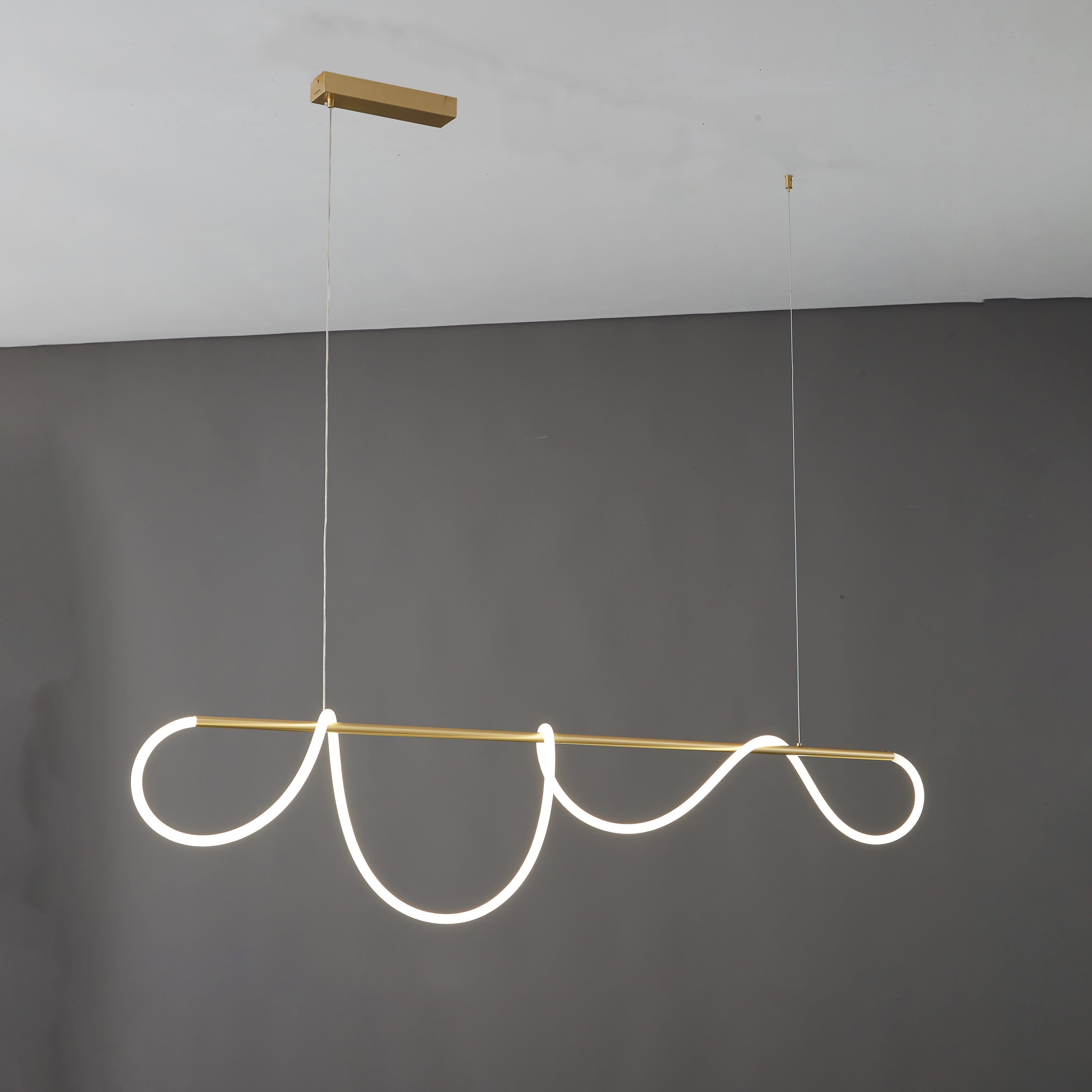 Hanglamp Touw Led Cirkel Messing Dimbaar 3 Maten Eetkamer Woonkamer Minimalistisch | Sansoti
