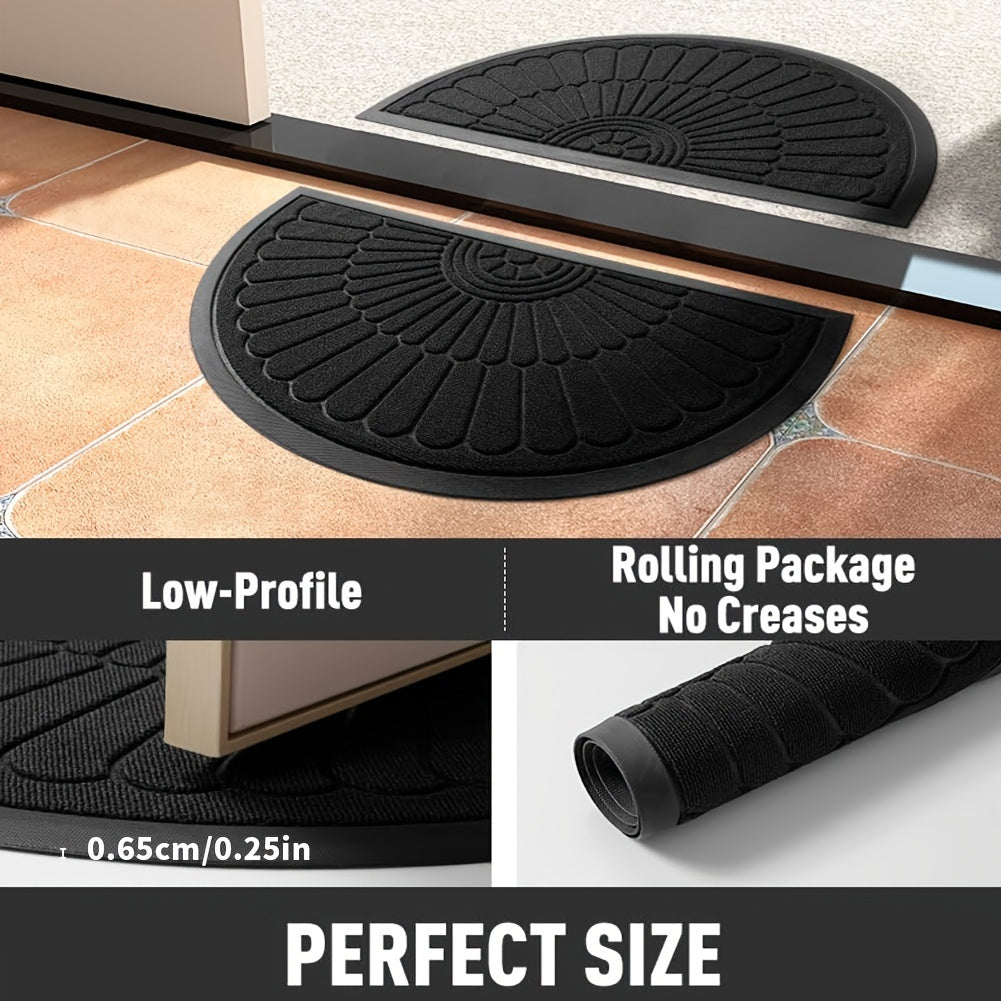 Halfronde Deurmat Rubber 43x75cm 60x90cm Buiten Binnen Antislip Vuilafstotend Drempelmat Buitenmat Zwart Grijs Bruin | Sansoti