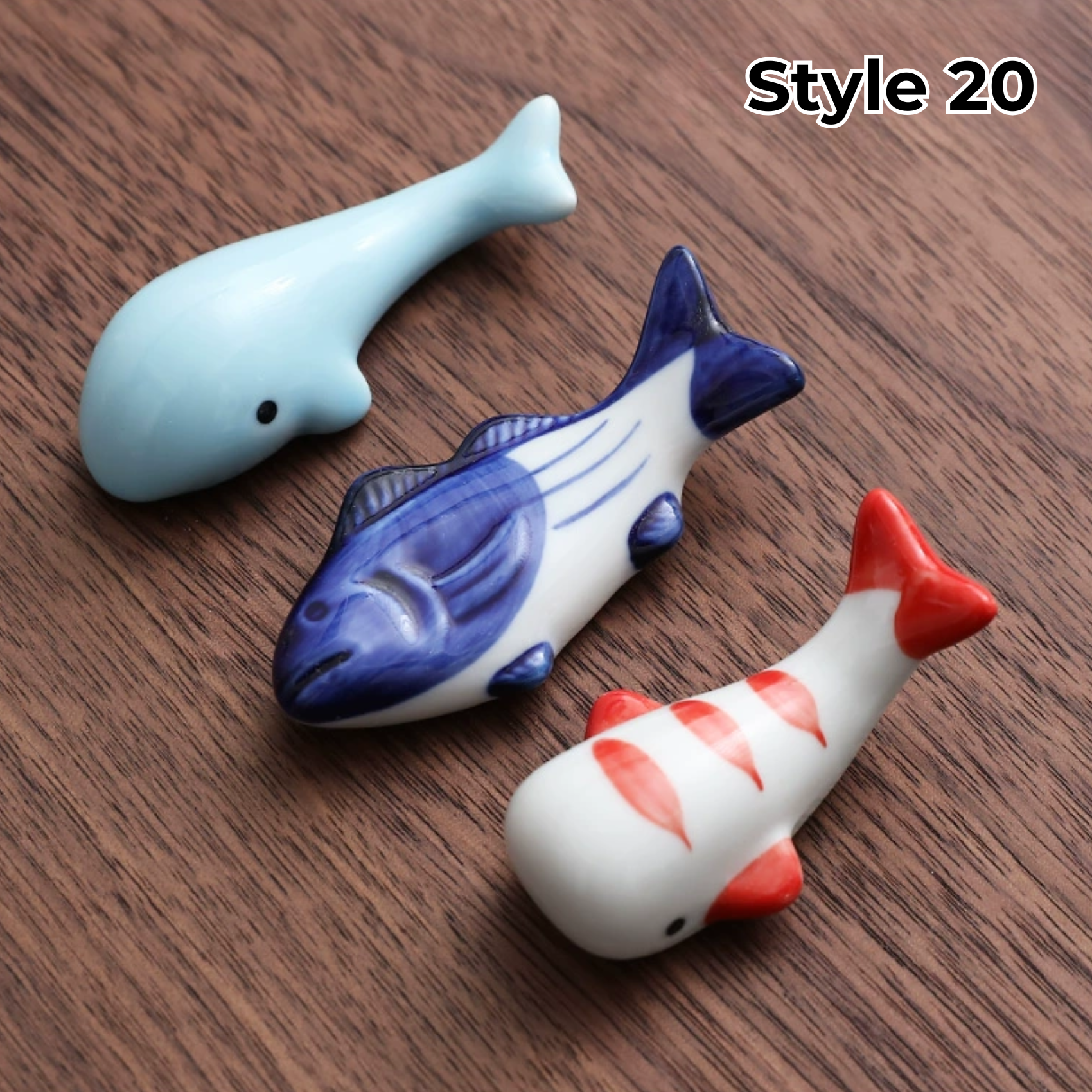 Ceramic Chopstick Rest with Animal and Fruit Motifs – Set of 3 | Sansoti