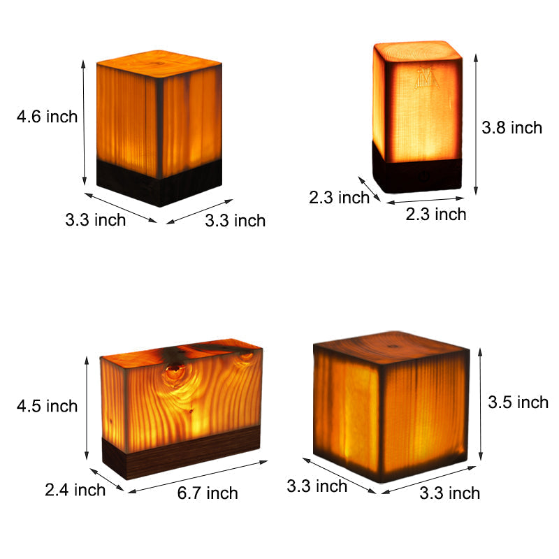 LED Tafellamp Oplaadbaar Touch Dimbaar Houtlook Sfeerlamp Slaapkamer Bureau Draadloos Warm Licht Nachtlampje | Sansoti