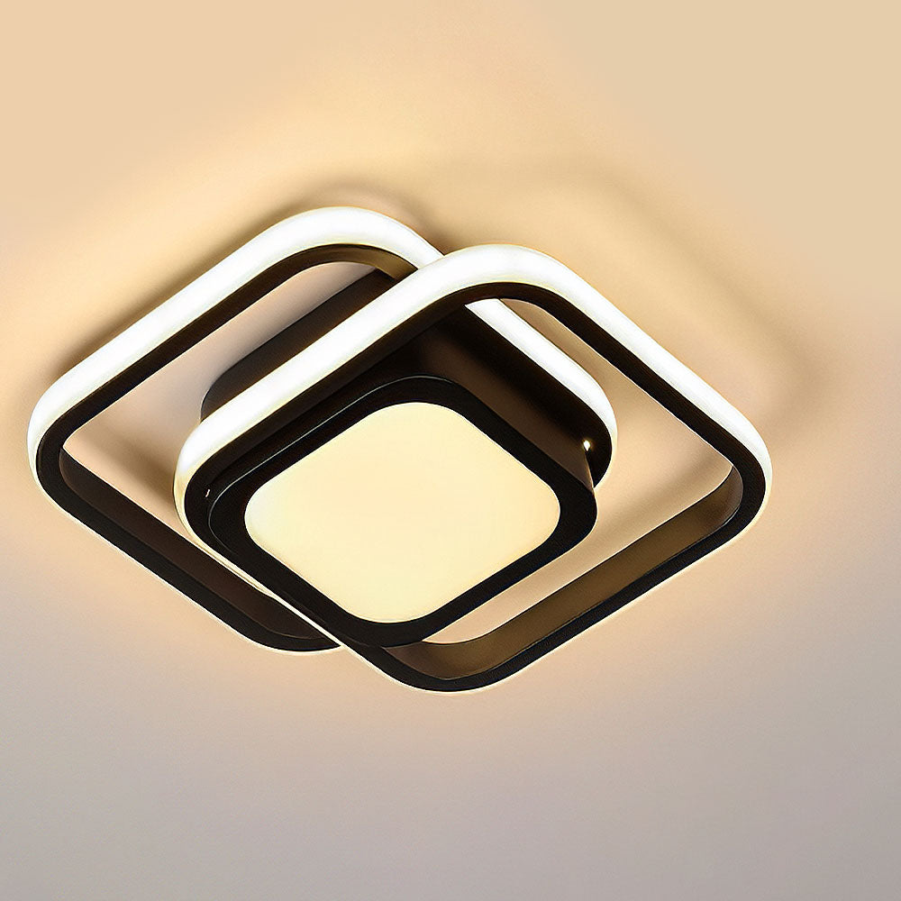 LED-Deckenleuchte Doppelring Schwarz Wohnzimmer Flur Moderne Deckenleuchte Minimalistisch Warmes Licht | Restfield