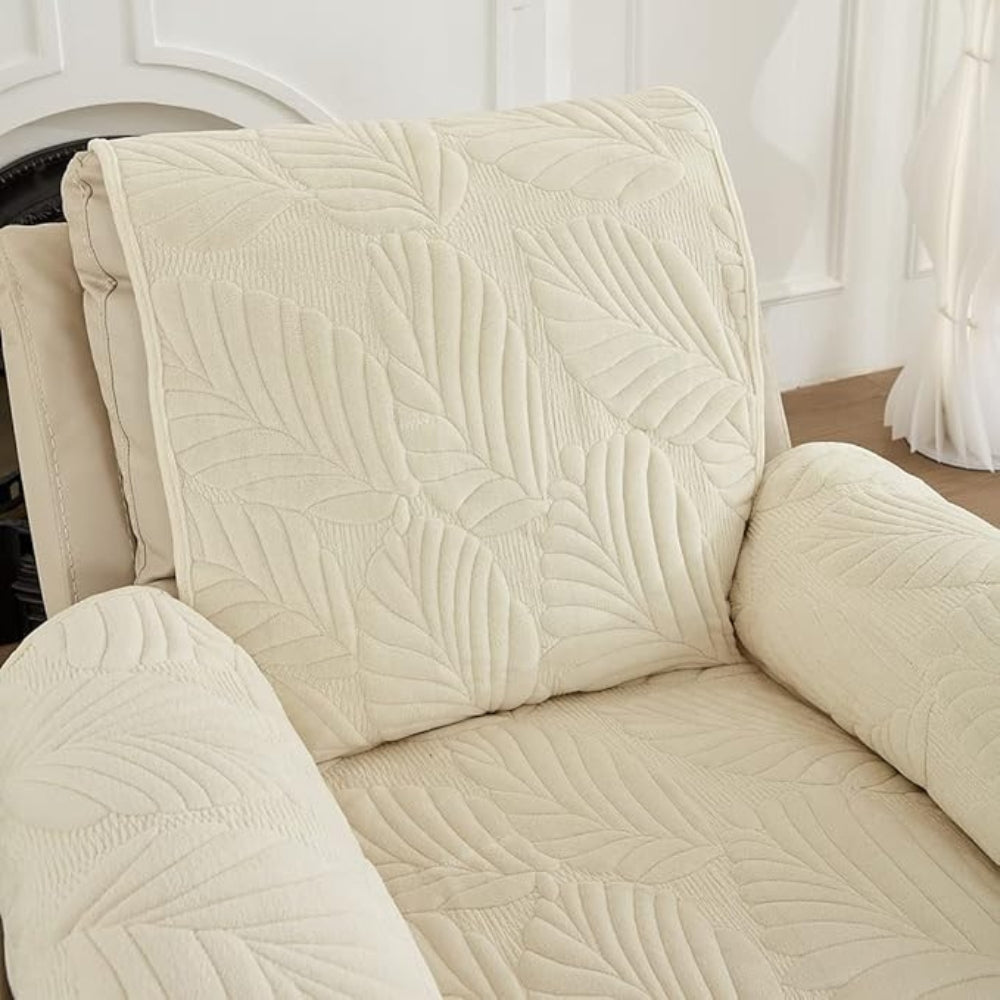 Stoelhoes voor Relaxstoel met Bladpatroon – Universele Slipcover voor Fauteuil Bescherming tegen Vlekken – Antislip Hoes met Groen Motief | Sansoti