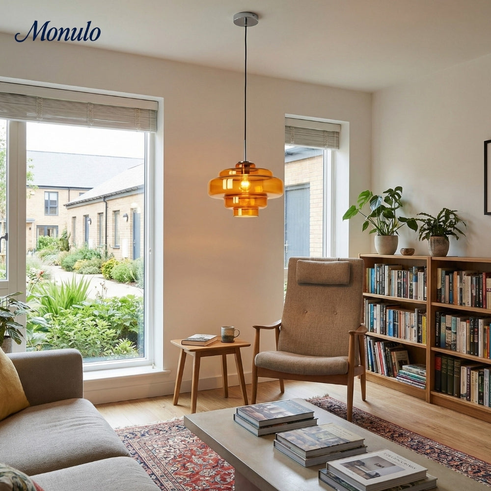 Gekleurde Glazen Hanglamp met Verstelbare Ophanging – Moderne Lichtpunt voor Eetkamer Keuken Woonkamer | Sansoti