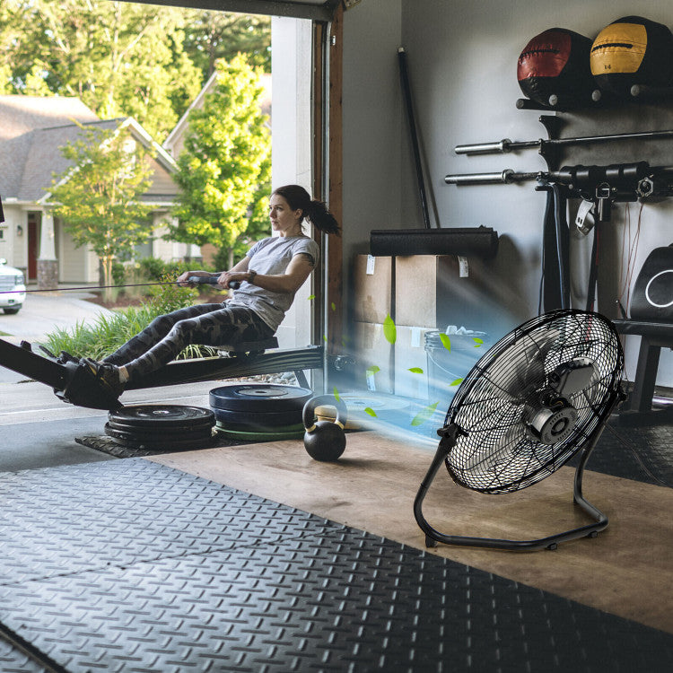 Industriële Stalen Vloerventilator 50 cm met 3 Snelheden en Verstelbare Kop voor Werkplaats en Magazijn | Sansoti
