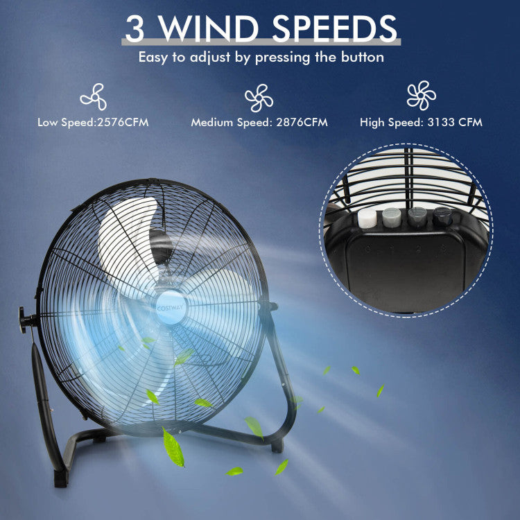 Industriële Stalen Vloerventilator 50 cm met 3 Snelheden en Verstelbare Kop voor Werkplaats en Magazijn | Sansoti