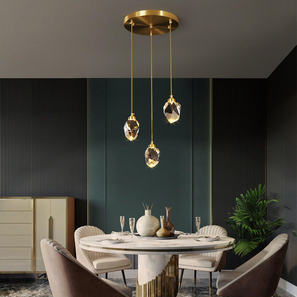 Hanglamp Glas Metaal Goud Verstelbaar Eettafel Woonkamer Keukeneiland Druppelvorm Designlamp Sfeerverlichting | Sansoti