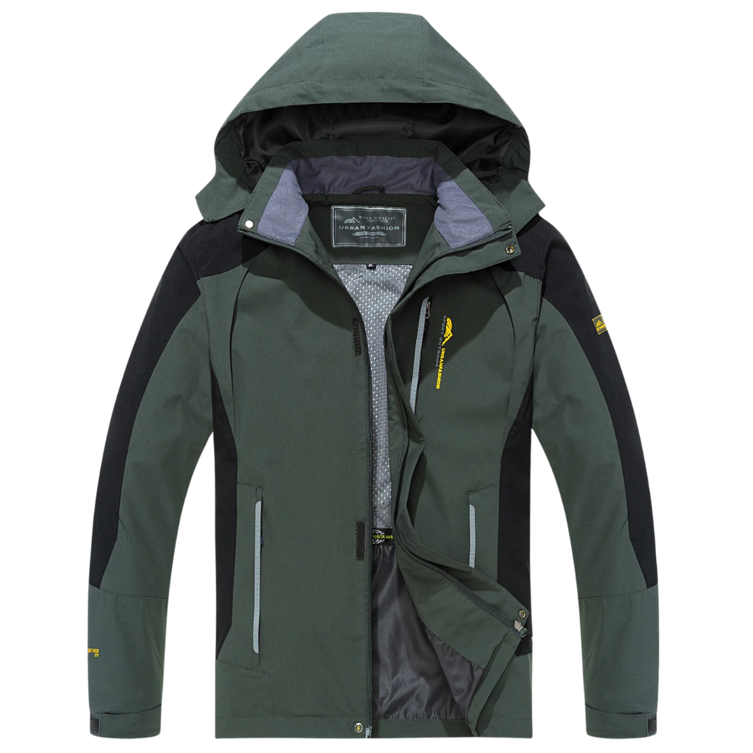 Veste d’extérieur imperméable pour hommes en polyester avec capuche amovible et plusieurs poches pour randonnée, trekking et activités de plein air | Sansoti