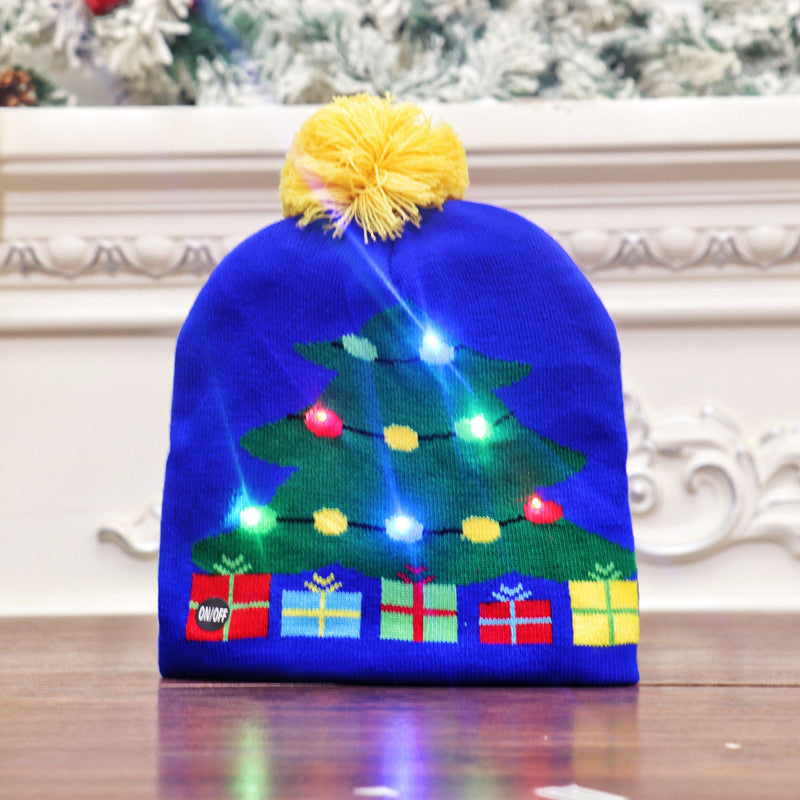 Gebreide Kerstmuts met LED-Verlichting op Batterij Winteraccessoire Feestelijk Design Kerstsfeer Kerstmis | Sansoti