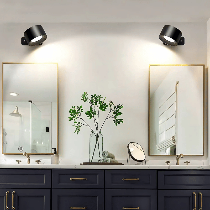 LED Wandlamp Draadloos met Accu en 360° Draaifunctie | Compact Design voor Woonkamer, Slaapkamer, Leeshoek, Hal | Instelbare Kleurtemperatuur Warmwit Neutraalwit Koudwit | Oplaadbare Verlichting 2000mAh | Sansoti