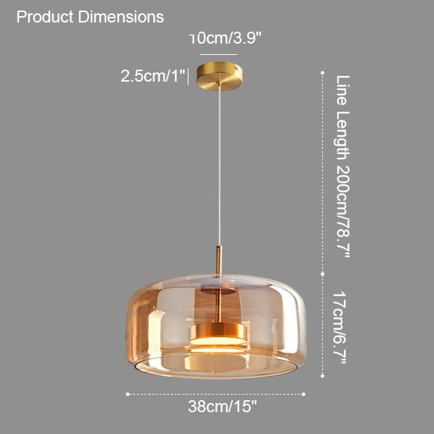 Suspension Verre Soufflé Ambre Or Rond Réglable Table à Manger Salon Moderne | Restfield