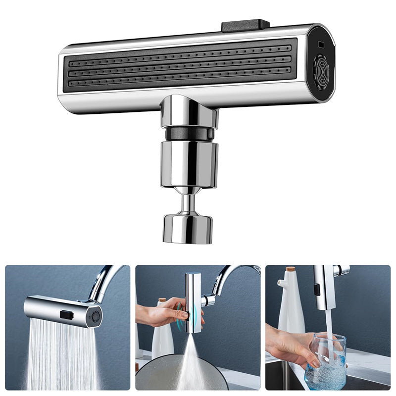 Kraanuitbreiding met Watervalsysteem Zwart of Zilver – Keukenkraan Accessoire met 4 Standen voor Multifunctioneel Gebruik | Sansoti