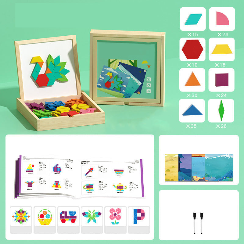 Magnetische Houten Bouwblokken met Voorbeeldkaarten 180/200-delig Educatief Speelgoed voor Kinderen 3+ Jaren met Opbergdoos STEM Ontwikkelingsspel Ruimtelijk Inzicht Fijne Motoriek Creatief Bouwen | Sansoti