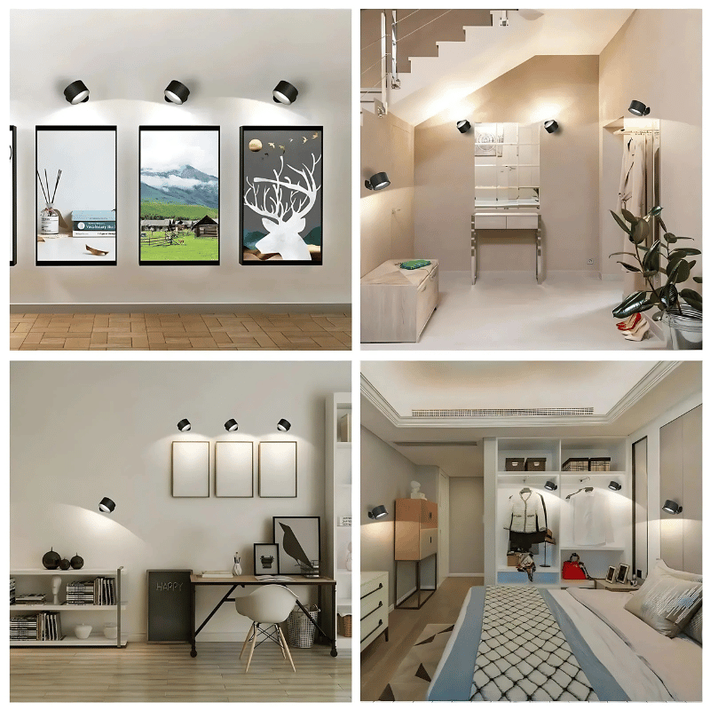 LED Wandlamp Draadloos met Accu en 360° Draaifunctie | Compact Design voor Woonkamer, Slaapkamer, Leeshoek, Hal | Instelbare Kleurtemperatuur Warmwit Neutraalwit Koudwit | Oplaadbare Verlichting 2000mAh | Sansoti
