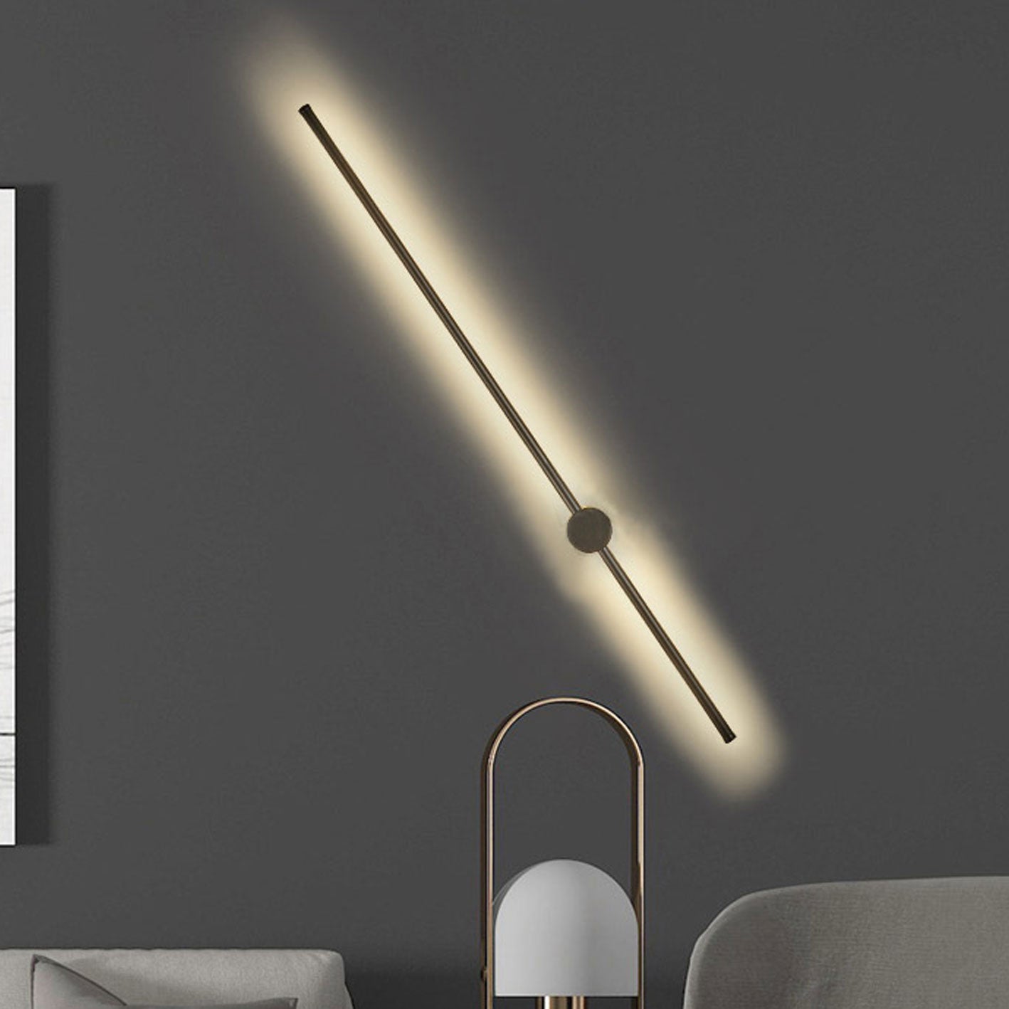 Wandlamp LED Staf Aluminium Zwart Goud 60cm 80cm Woonkamer Slaapkamer Studeerkamer Lijnlamp Minimalistisch Modern Sfeerlamp | Sansoti