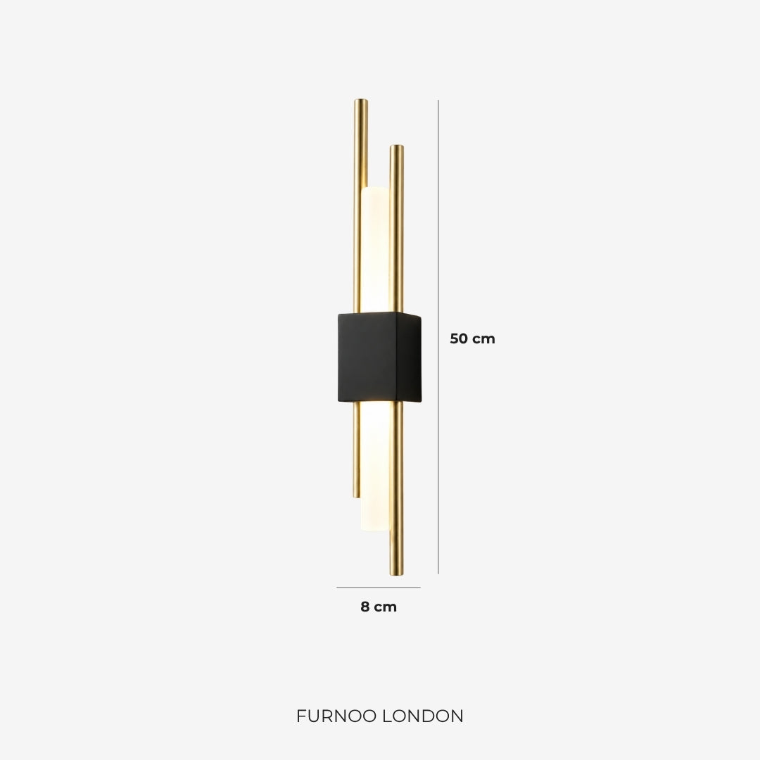 Scandinavische Minimalistische Wandlamp – Modern Verticaal Design met Gerichte LED-Verlichting – Zwart Goud | Sansoti