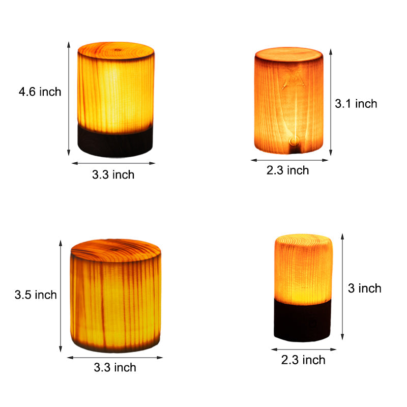 LED Tafellamp Oplaadbaar Touch Dimbaar Houtlook Sfeerlamp Slaapkamer Bureau Draadloos Warm Licht Nachtlampje | Sansoti