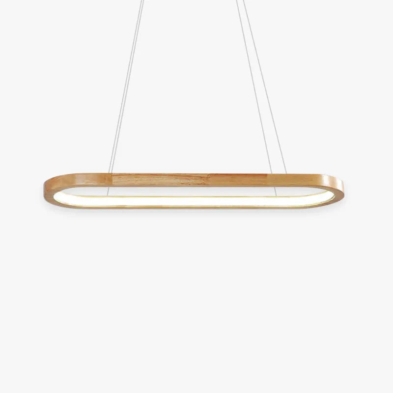 Suspension ovale en bois avec éclairage LED pour salle à manger, salon et cuisine, design scandinave, lumière chaleureuse | Sansoti