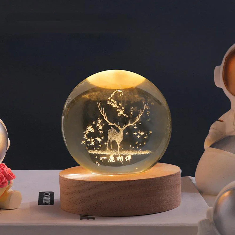 Kristallkugellampe mit farbiger LED-Beleuchtung | Dekorative Stimmungsbeleuchtung für Wohnzimmer und Schlafzimmer | Sansoti