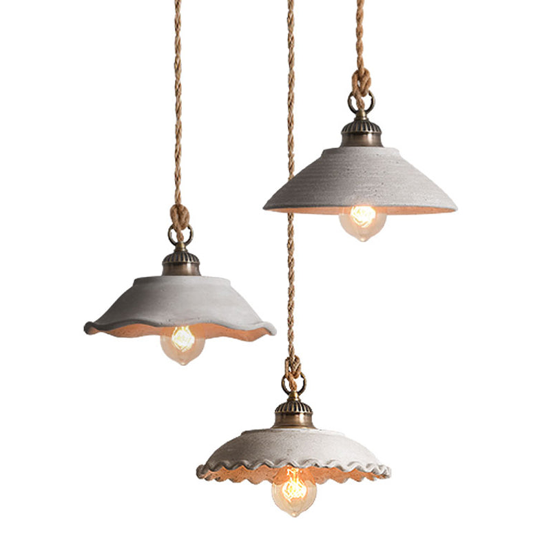 Betonowa lampa wisząca, szara, do jadalni, minimalistyczny design, oświetlenie sufitowe, skandynawskie, industrialne, E27 | Sansoti