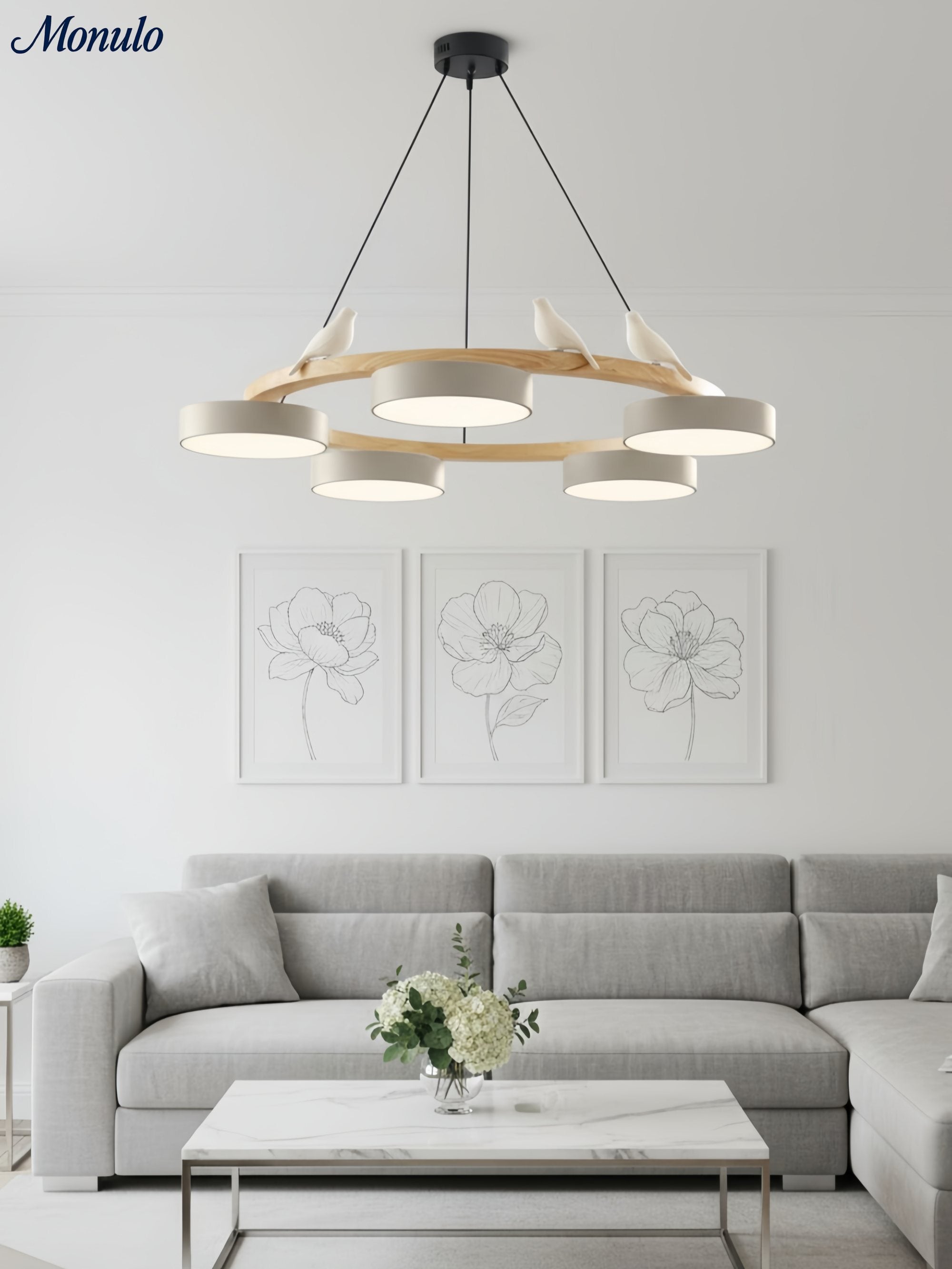 Decoratieve Vogelkroonluchter met Gekleurde Cirkels voor Eetkamer en Woonkamer | Sansoti