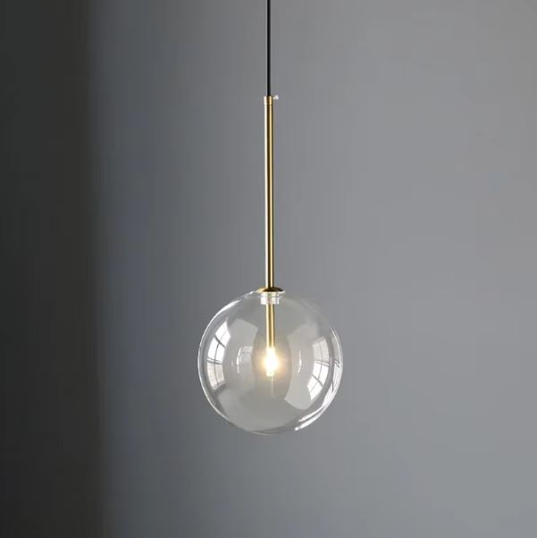 Glazen Hanglamp Bol Messing Chroom Zwart Modern Design Warm Wit 3000K 15cm 20cm 25cm Plafondverlichting Eetkamer | Sansoti
