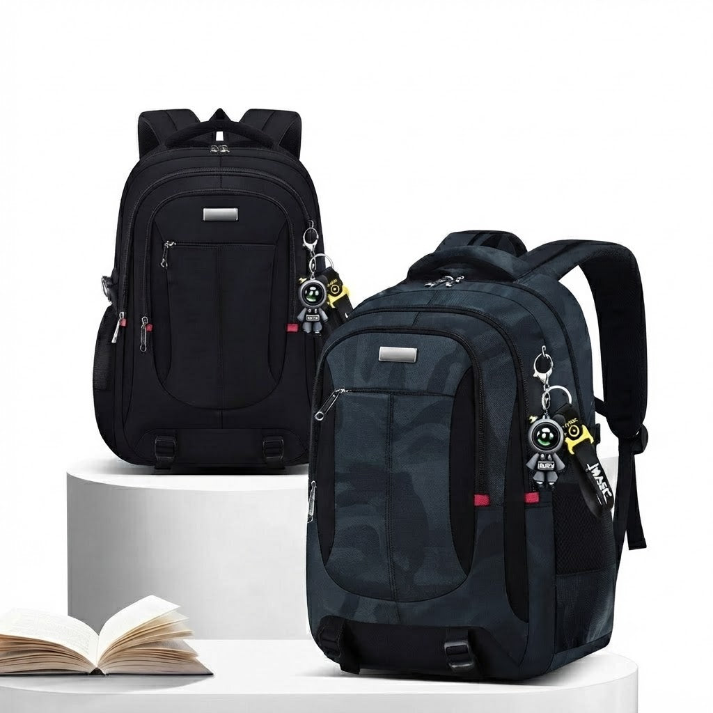 Schulrucksack M/L mit Laptopfach Schwarz Blau Camouflage Ergonomisch Komfortabel für den täglichen Gebrauch und die Schule | Sansoti