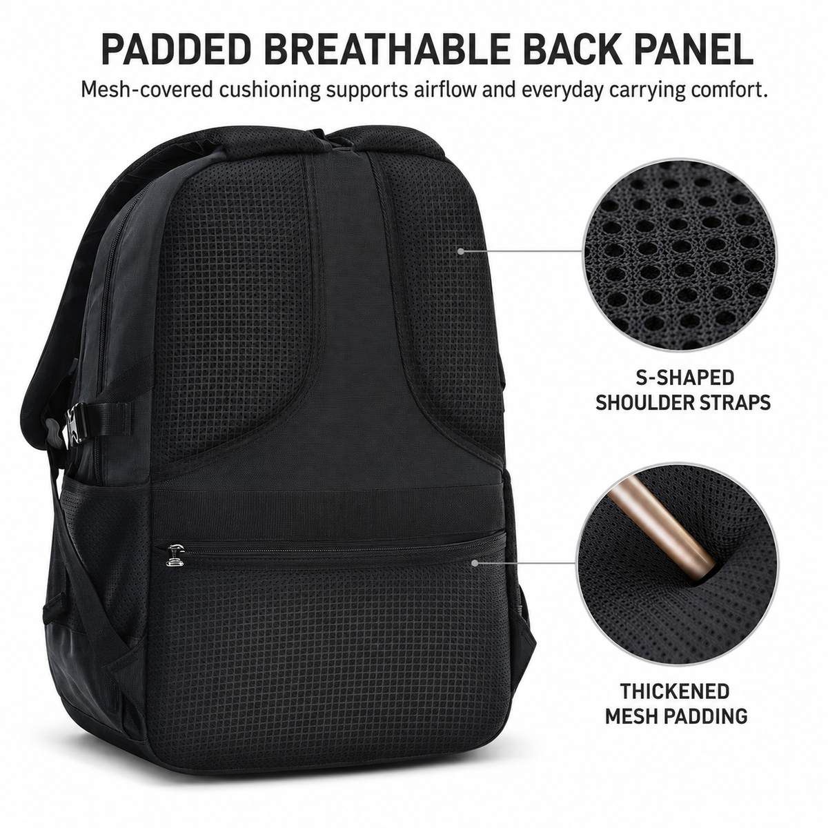 Schulrucksack M/L mit Laptopfach Schwarz Blau Camouflage Ergonomisch Komfortabel für den täglichen Gebrauch und die Schule | Sansoti