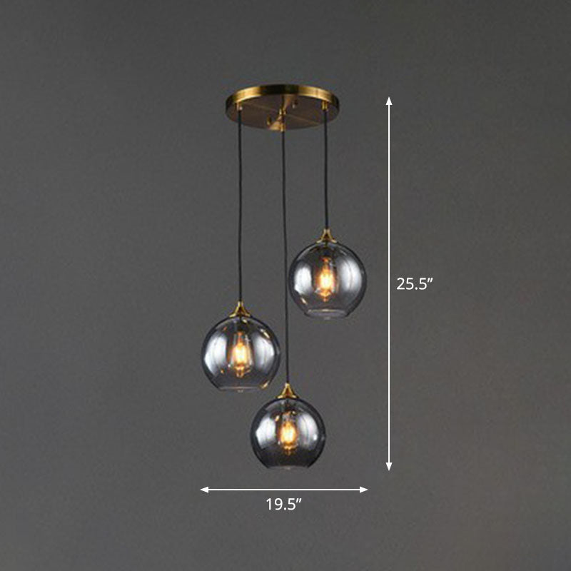 Hängeleuchte Glas 3-flammig Kugel Antik-Messing-Oberfläche Küche Esszimmer Wohnzimmer Retro Modern Stilvolles Design | Sansoti