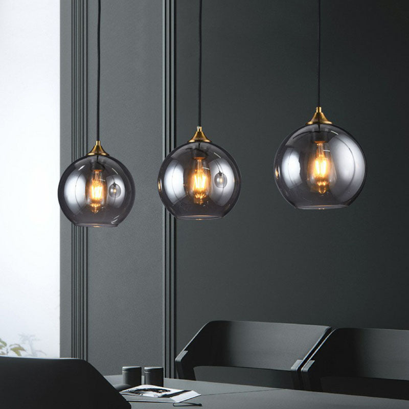 Hängeleuchte Glas 3-flammig Kugel Antik-Messing-Oberfläche Küche Esszimmer Wohnzimmer Retro Modern Stilvolles Design | Sansoti