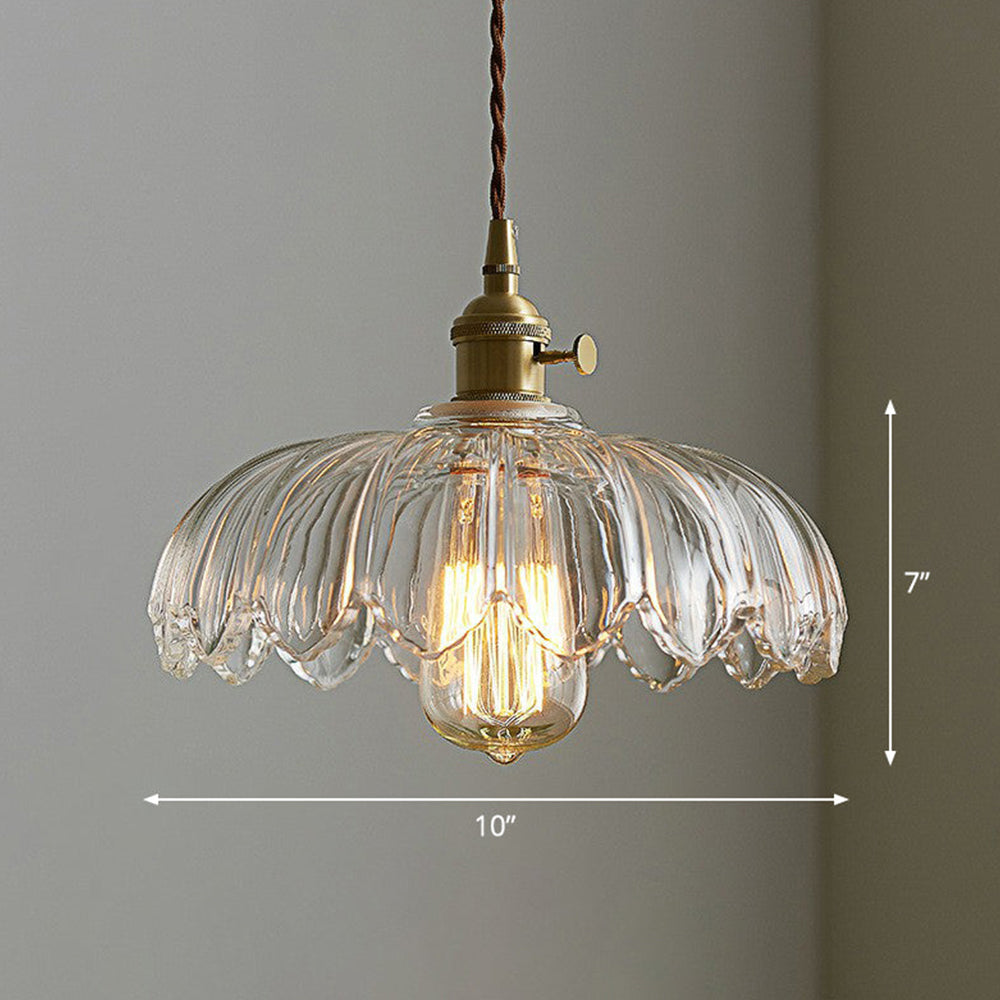 Hanglamp Glas Vintage Bloem Groen Koper 25cm Pendellamp Retro Woonkamer Eetkamer Romantisch | Sansoti