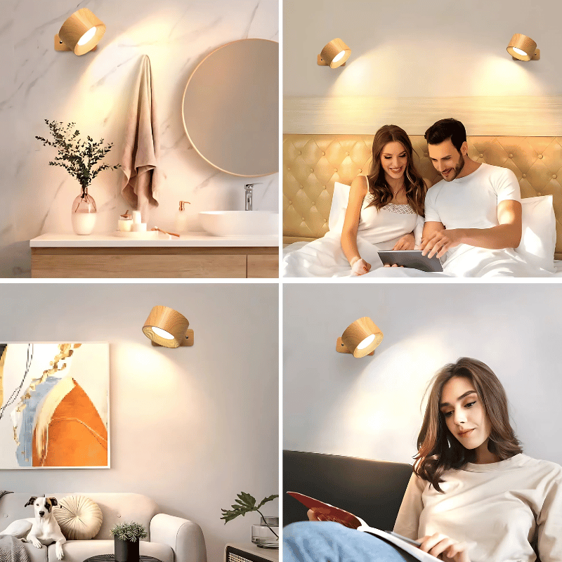LED Wandlamp Draadloos met Accu en 360° Draaifunctie | Compact Design voor Woonkamer, Slaapkamer, Leeshoek, Hal | Instelbare Kleurtemperatuur Warmwit Neutraalwit Koudwit | Oplaadbare Verlichting 2000mAh | Sansoti