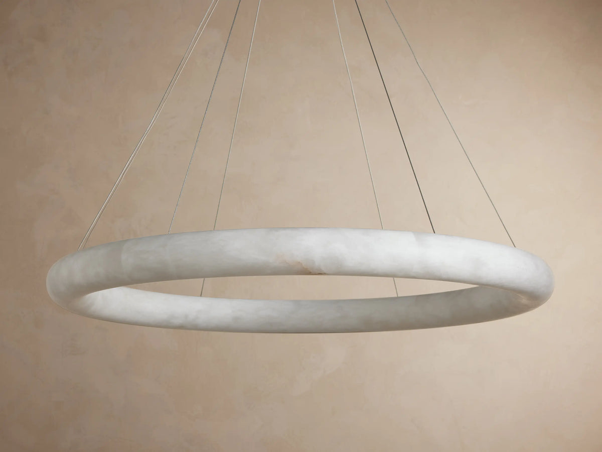 Ronde Kroonluchter Albast 91cm Dimbaar LED Geïntegreerd Hangend Plafondlamp Modern Design Woonkamer Eetkamer | Sansoti