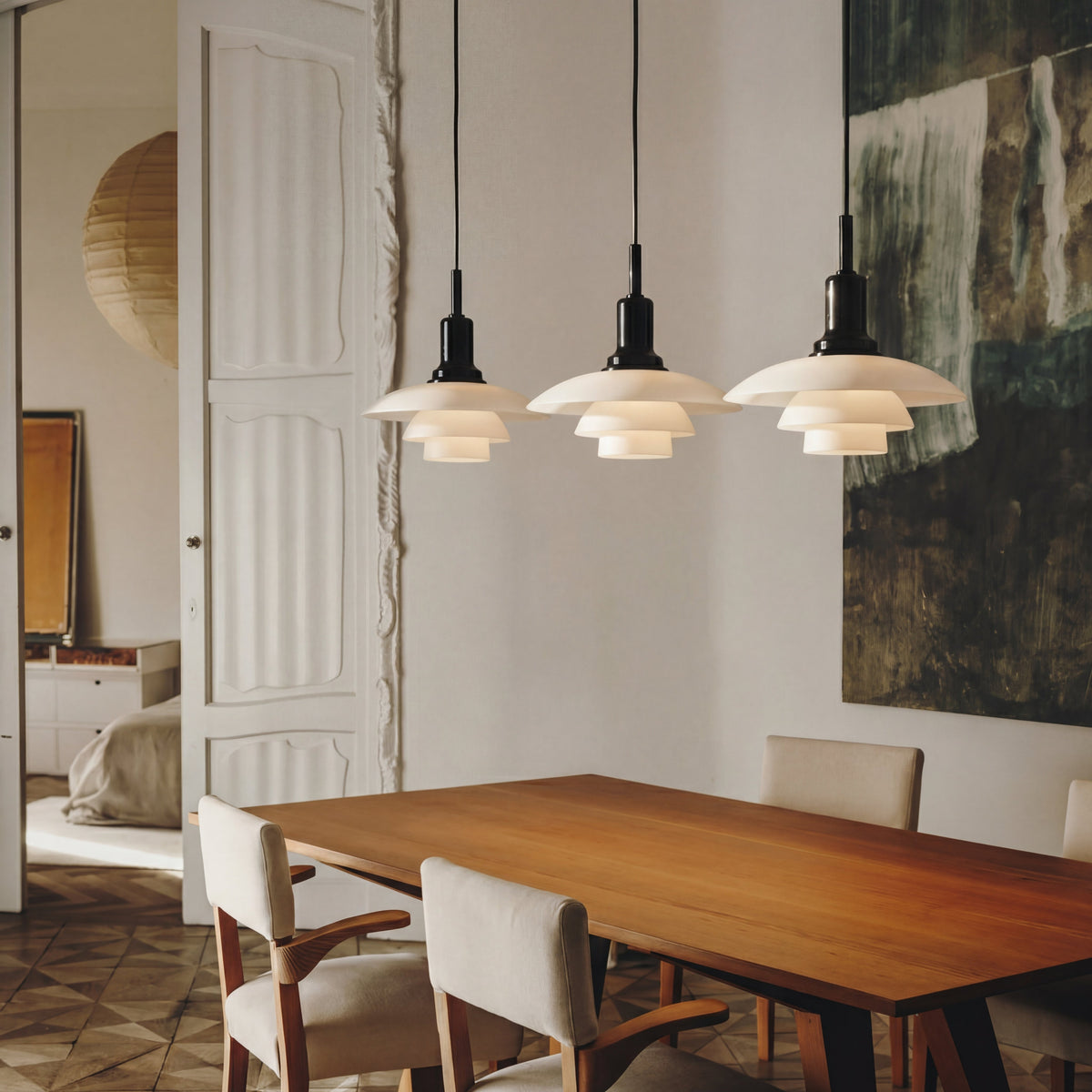Moderne Hängeleuchte mit verstellbaren Lampenköpfen, E27-Fassung, für Esszimmer und Kücheninsel, stimmungsvolle Beleuchtung aus Eisen und Glas | Sansoti