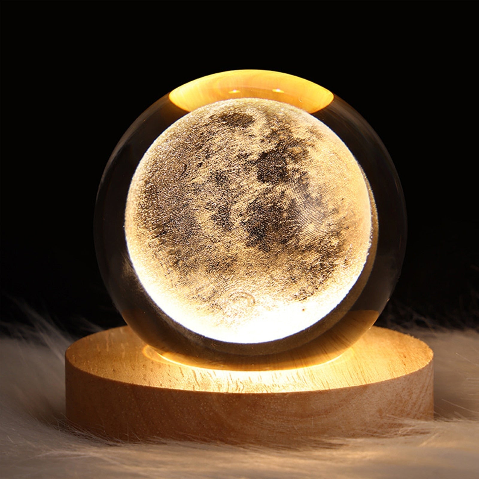 Planeet Nachtlampje Kristallen Bol met Sfeerverlichting Warmwit Licht en Decoratieve Standaard voor Slaapkamer Woonkamer Rust en Ontspanning | Sansoti