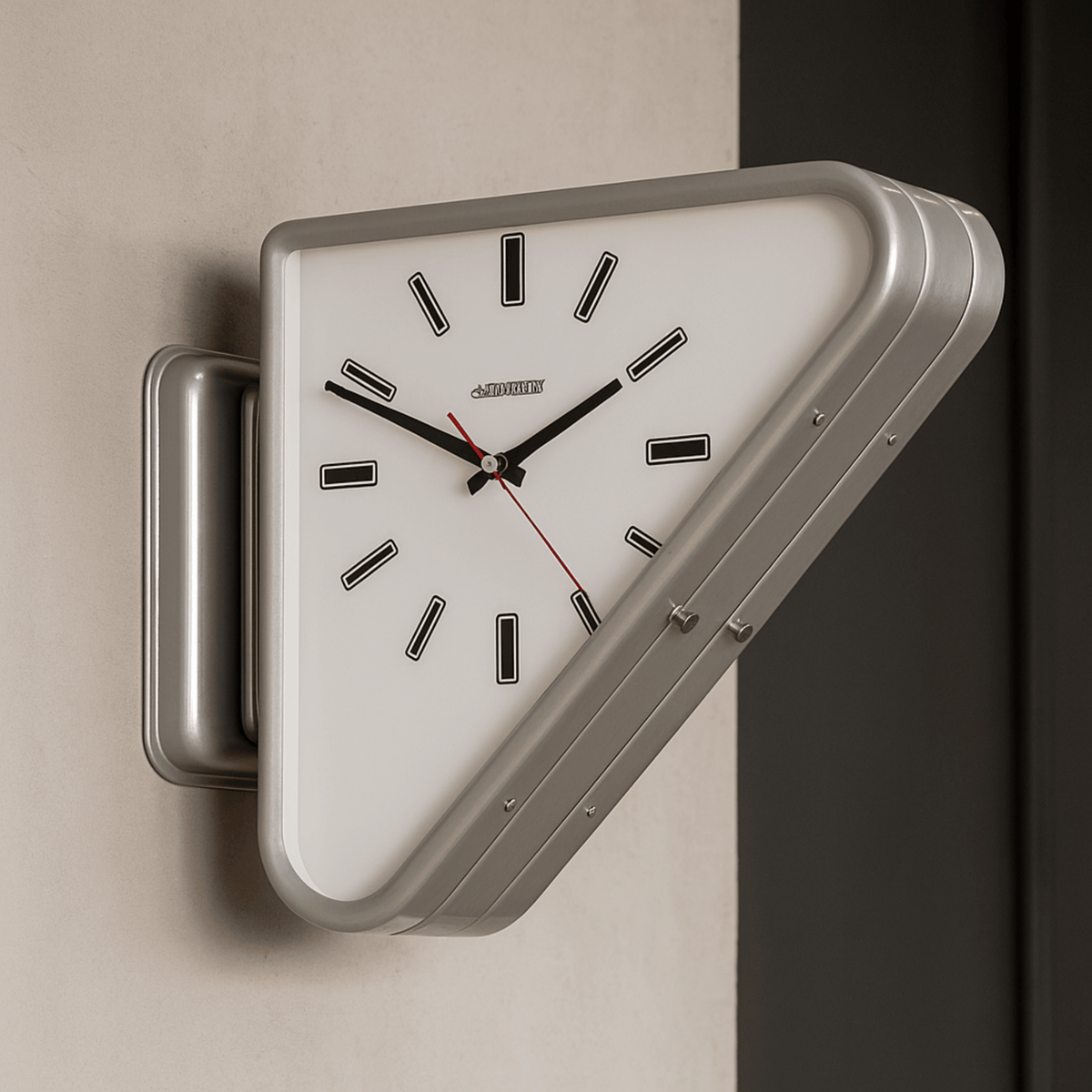 Geometric Wall Clock Triangle Double-Sided Metal Silent Battery-Powered Decorative Modern Design Living Room | Sansoti