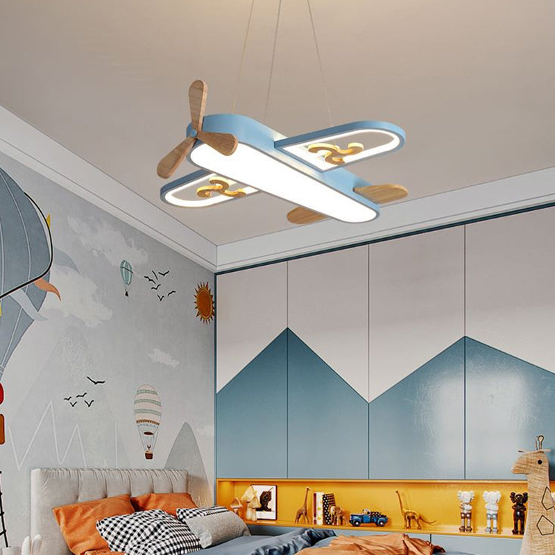 Hanglamp Vliegtuig Kinderkamer LED Dimbaar met Afstandsbediening Acryl IJzer 20cm Plafondlamp Jongenskamer | Sansoti