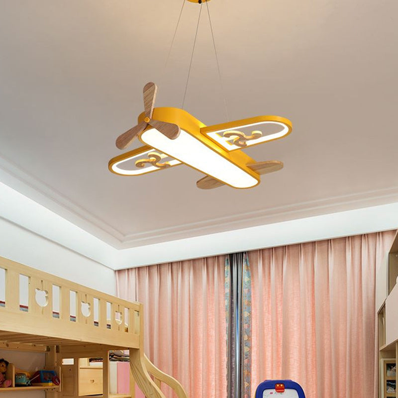 Hanglamp Vliegtuig Kinderkamer LED Dimbaar met Afstandsbediening Acryl IJzer 20cm Plafondlamp Jongenskamer | Sansoti