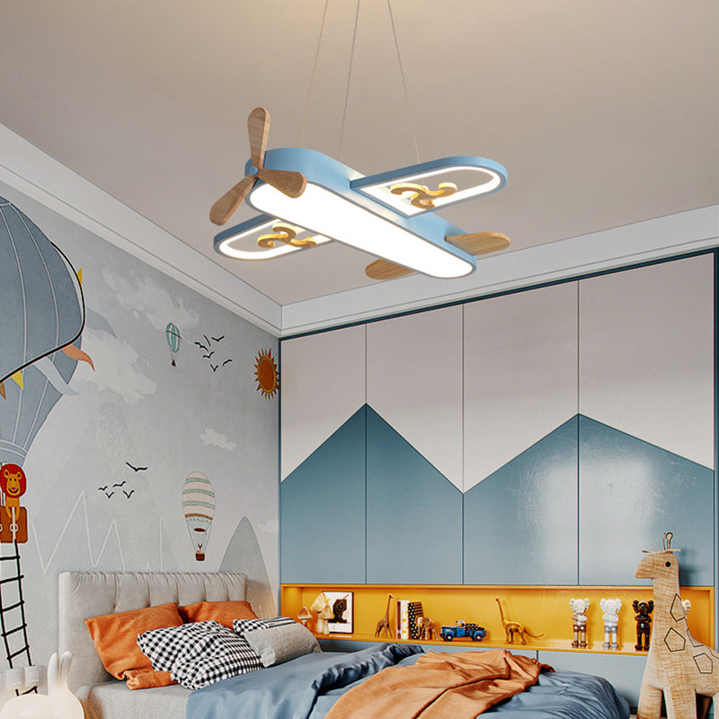 Hanglamp Vliegtuig Kinderkamer LED Dimbaar met Afstandsbediening Acryl IJzer 20cm Plafondlamp Jongenskamer | Sansoti