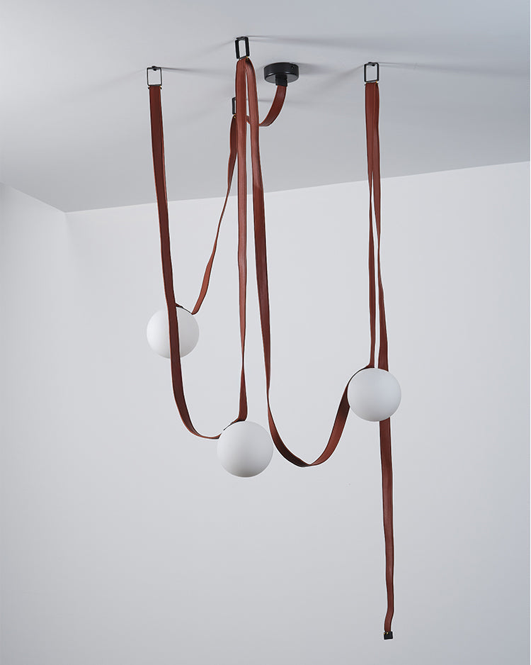 Hanglamp Leer Glas Bollen Luxe Verstelbaar Warm Wit Woonkamer Eetkamer | Sansoti