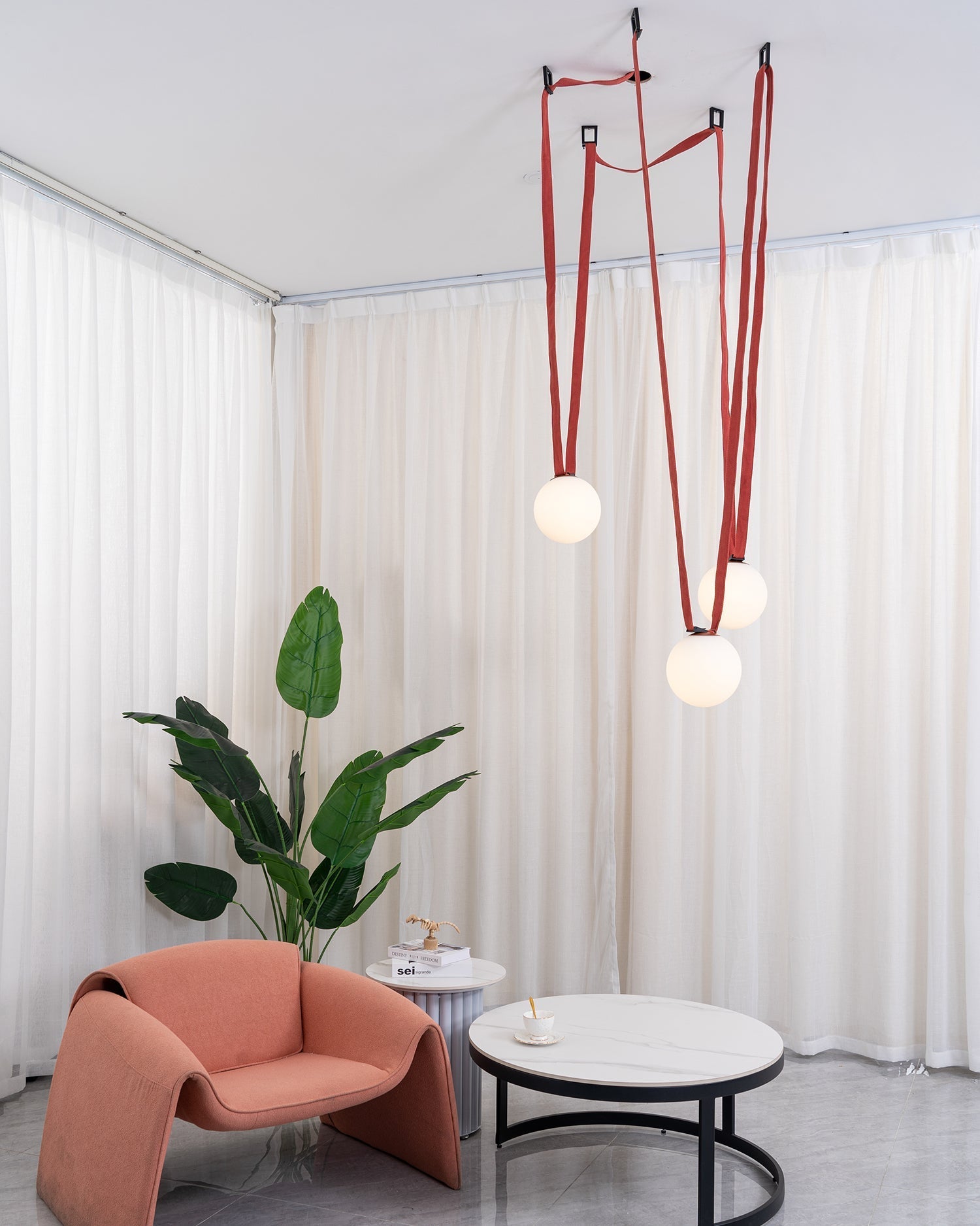 Hanglamp Leer Glas Bollen Luxe Verstelbaar Warm Wit Woonkamer Eetkamer | Sansoti