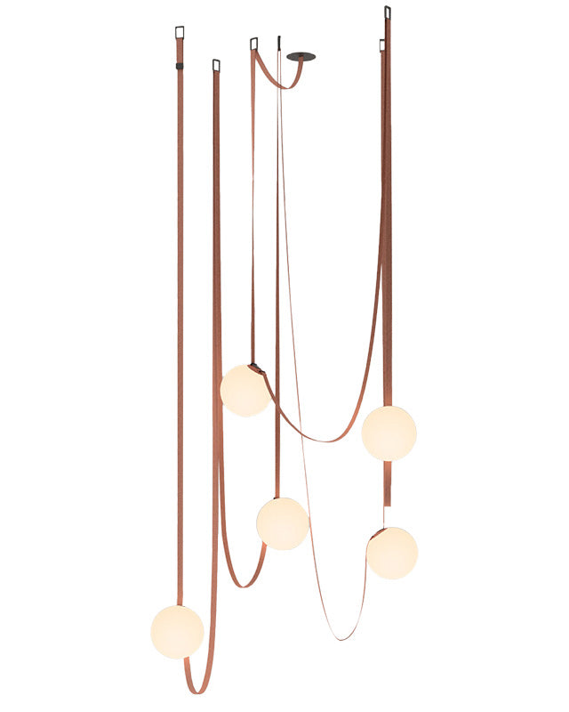 Hanglamp Leer Glas Bollen Luxe Verstelbaar Warm Wit Woonkamer Eetkamer | Sansoti